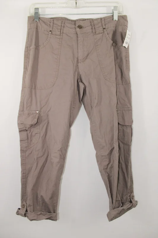 Dash Brown Cargo Capri Pants | Size 8 Petite Lightweight Linen Pants