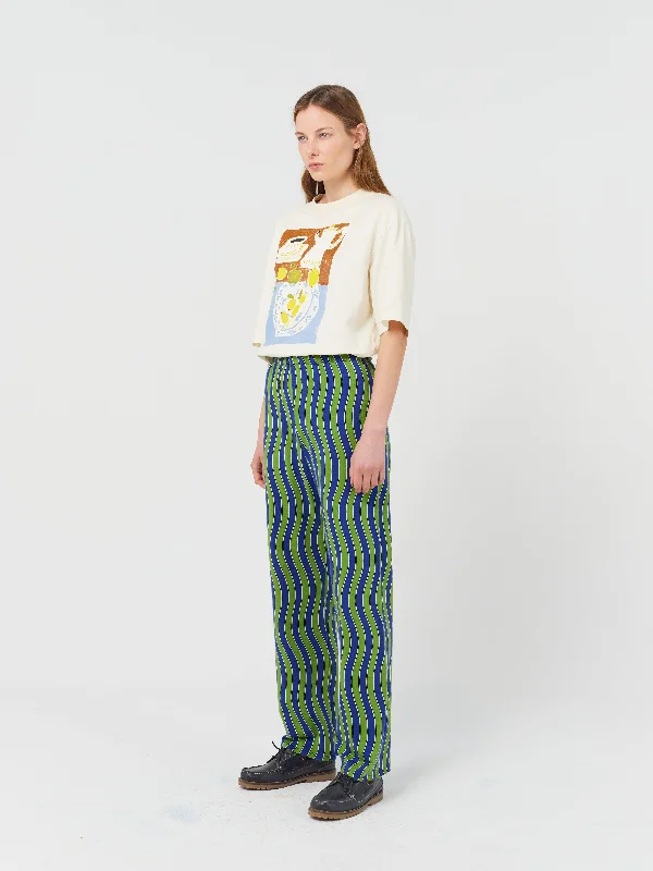 Multicolour Waves Printed Pants Wide-Legged Palazzos