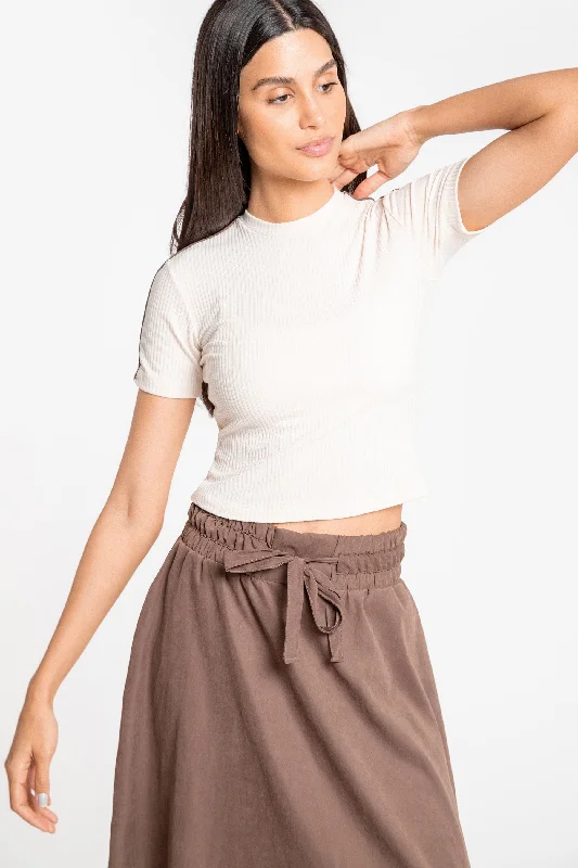 Minimal Lines Cropped Blouse Delicate Bow Blouse