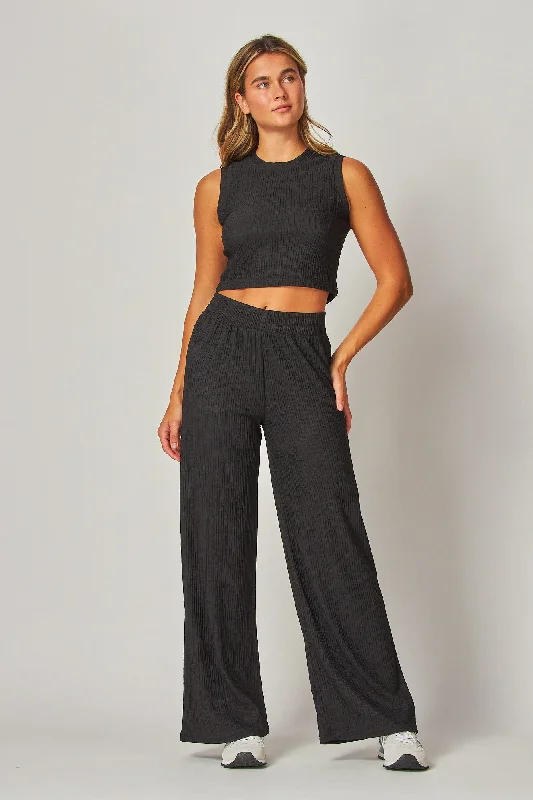 Echo Textured Wide Leg Pant- 3 Colors! Chic Black Leggings