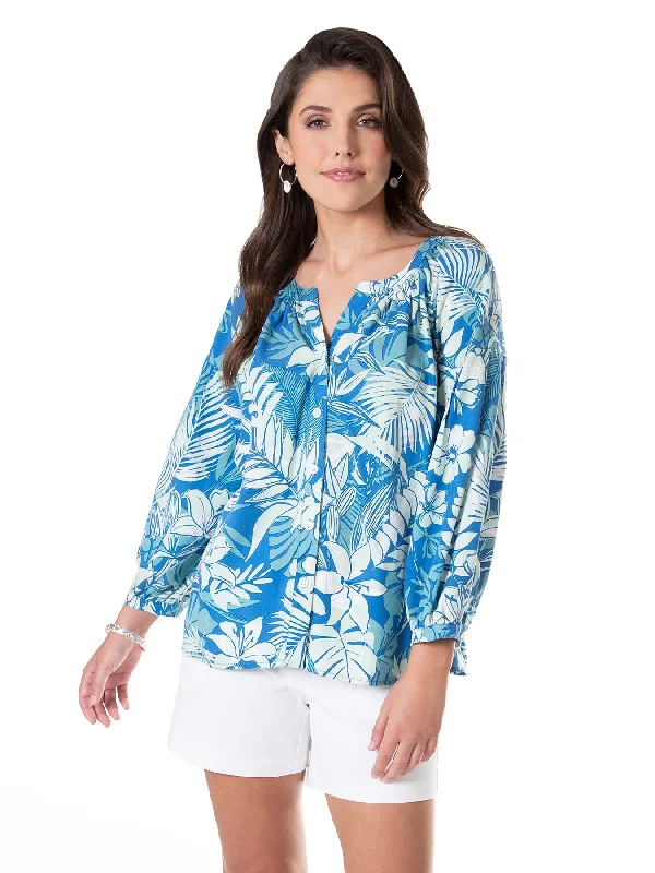 Rhapsody In Blue Selah Blouse Feminine Puff Blouse