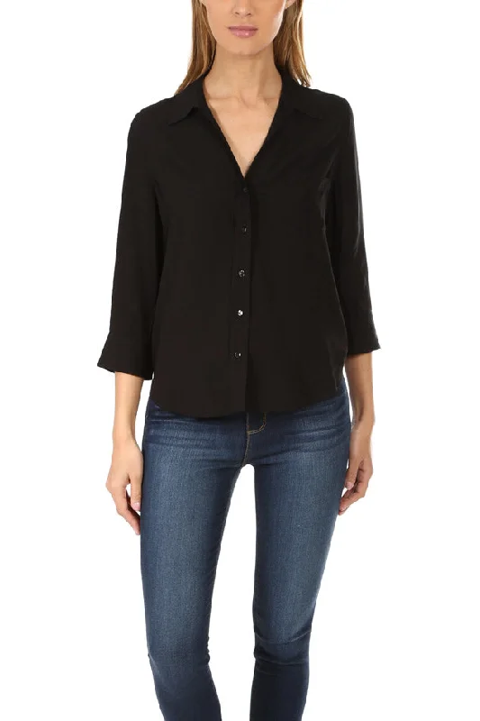 Ryan 3/4 Sleeve Blouse Black High Neck Blouse