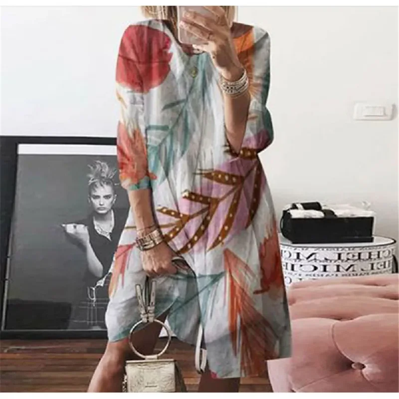Women Fashion Casual Butterfly Printed Dress