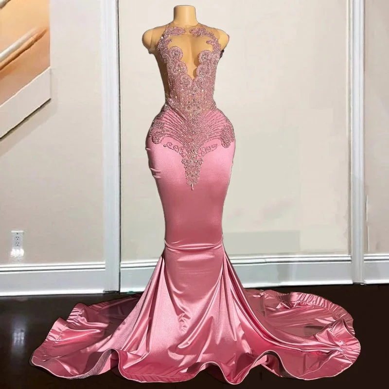 Pink Diamond Mermaid Prom Dress