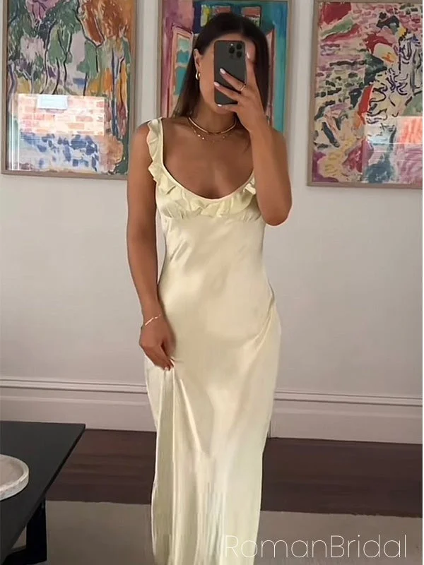 Soft Spaghetti Strap Sleeveless Mermaid Satin Evening Prom Dresses Online, OLP1071