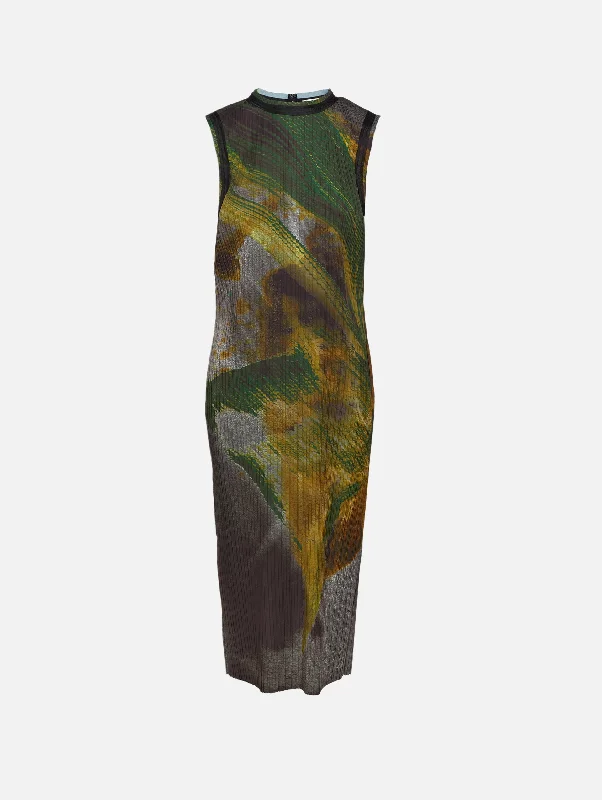 Pleated Midi Shift Dress