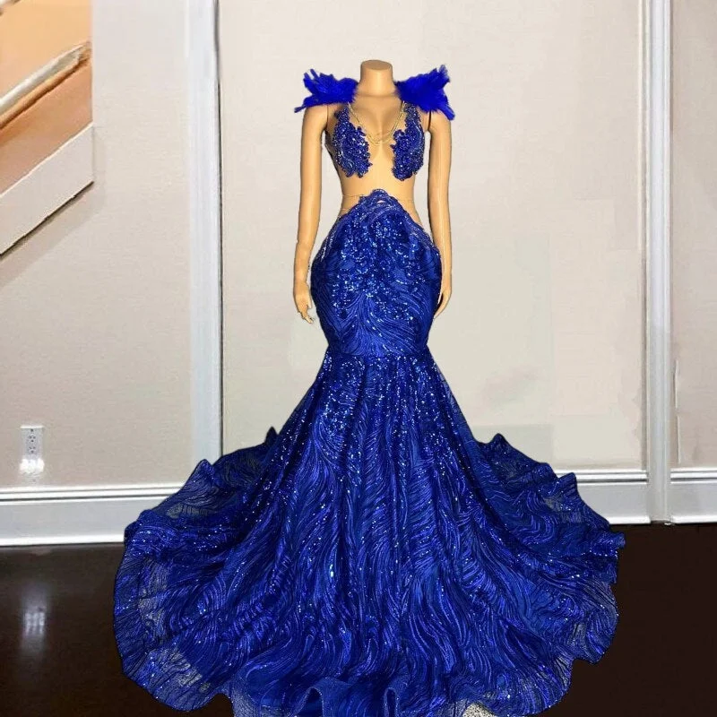 Sexy Sequin Mermaid Prom Dress Scoop Crystal
