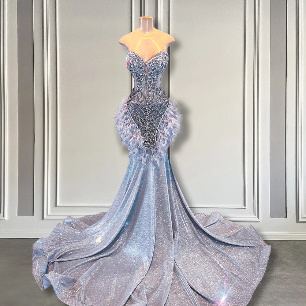 Silver Elegance: Sweetheart Prom Dress