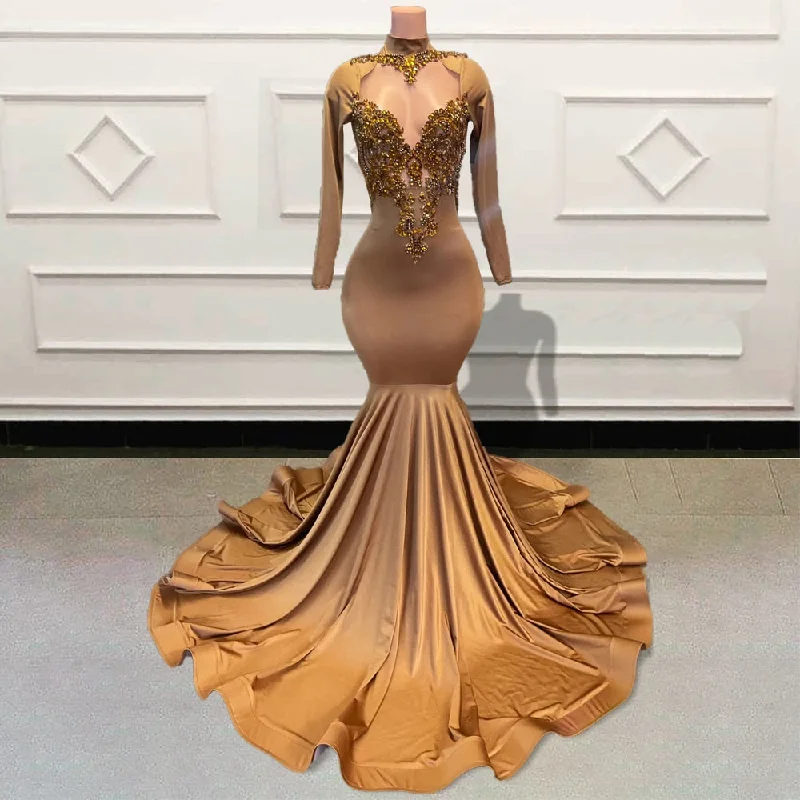 Glitter Beaded Diamond Mermaid Long Prom Dress