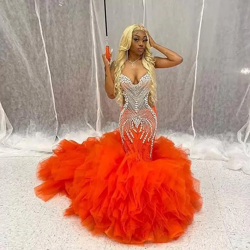 Major Beaded Prom Dress Sexy Back Tiered Bottom