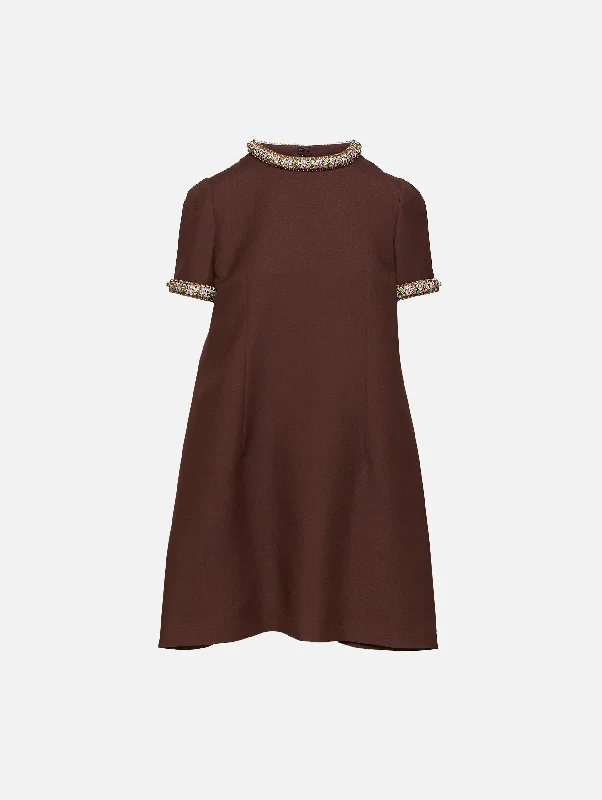 Embroidered Crepe Couture Dress