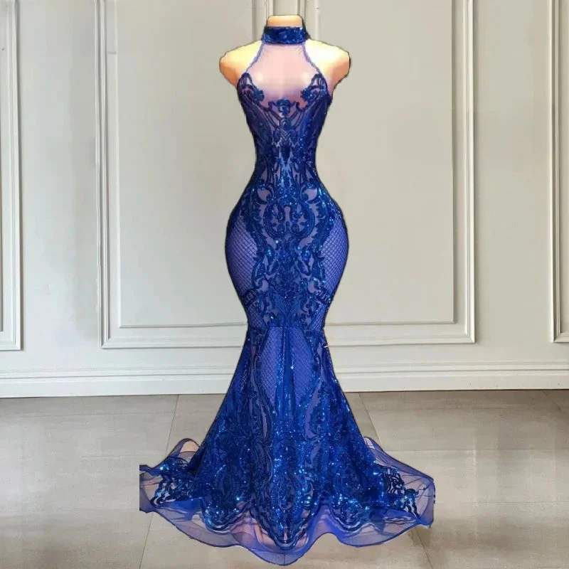 Sizzling Royal Blue Sequin Prom Dress