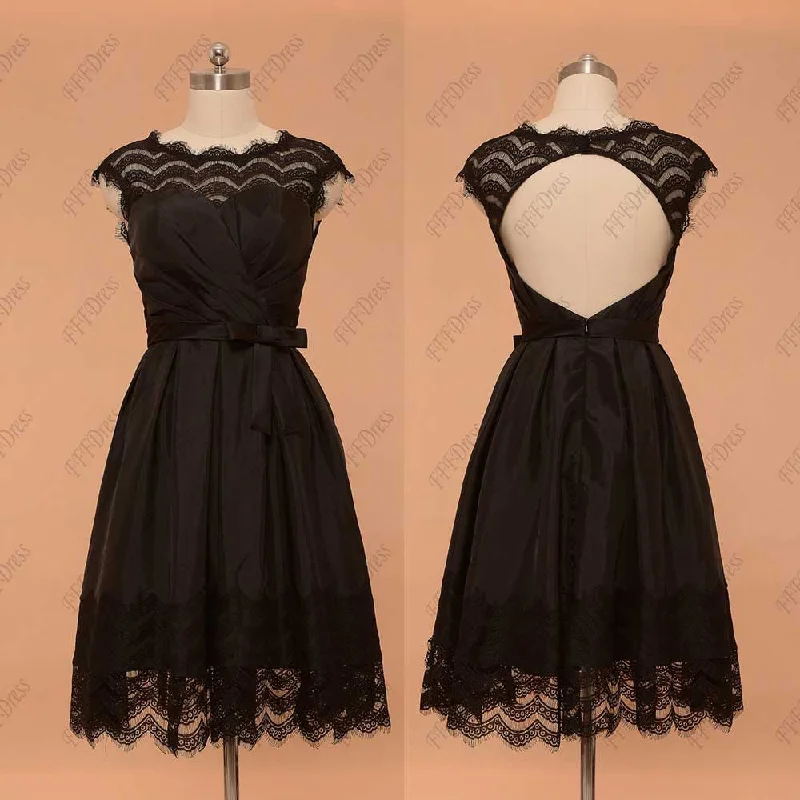 Black backless short prom dresses homecoming dresses