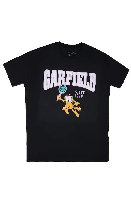 Garfield Tennis Graphic Relaxed Tee Zippered Buttoned Snapped