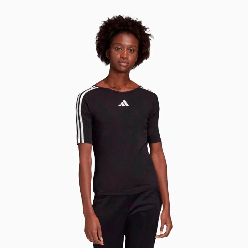 Women's Performance Open Back 3-Stripes T Shirt Thin T-Shirt Open Front Quick Dry