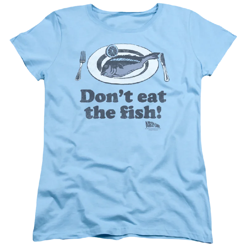 Airplane Dont Eat The Fish - Women's T-Shirt Ribbed Striped Patterned