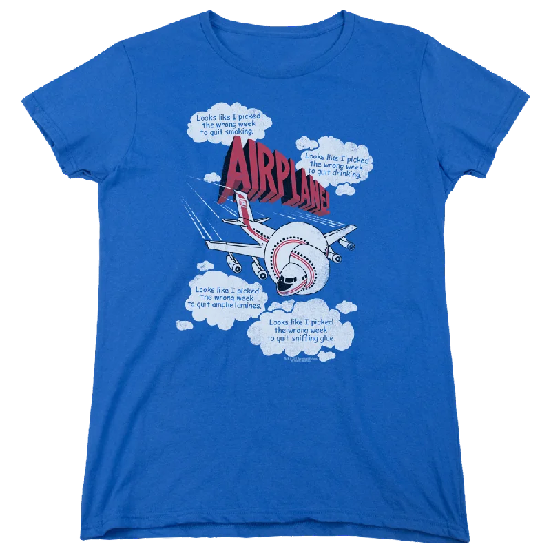 Airplane Picked The Wrong Day - Women's T-Shirt Zippered Front Buttoned Front Snap Front Airplane Picked The Wrong Day - Women's T-Shirt Zippered Front Buttoned Front Snap Front