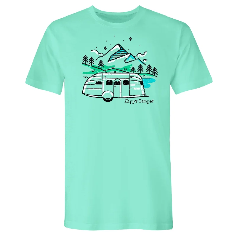 Airstream Vintage Happy Camper T-Shirt Striped Floral Plaid