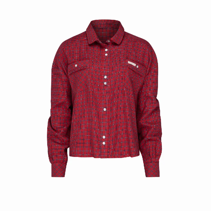Amundsen Sports - Women's Wild Country Shirt - Chequered Red Ribbed Striped Patterned Amundsen Sports - Women's Wild Country Shirt - Chequered Red Ribbed Striped Patterned