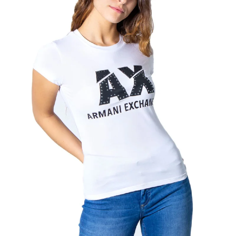 Armani Exchange White Cotton Tops & T-Shirt Polka Dot Checkered Tartan