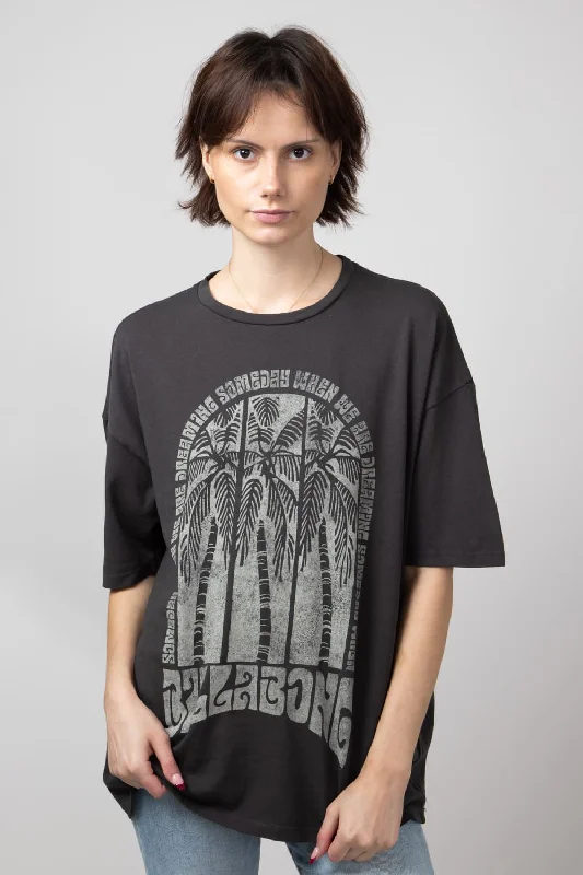 Billabong We Are Dreaming Oversized Graphic T-Shirt for Women in Off Black  | ABJZT01627-OFB Zippered Buttoned Snapped