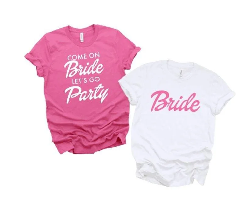 Come on Bride Lets Go Party Bachelorette Shirt Plaid T-Shirt Polka Dot Checkered