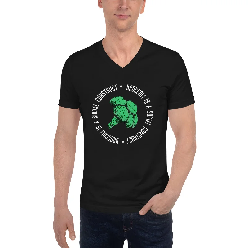 Broccoli is a social construct - Unisex V-Neck T-Shirt Houndstooth Herringbone Solid