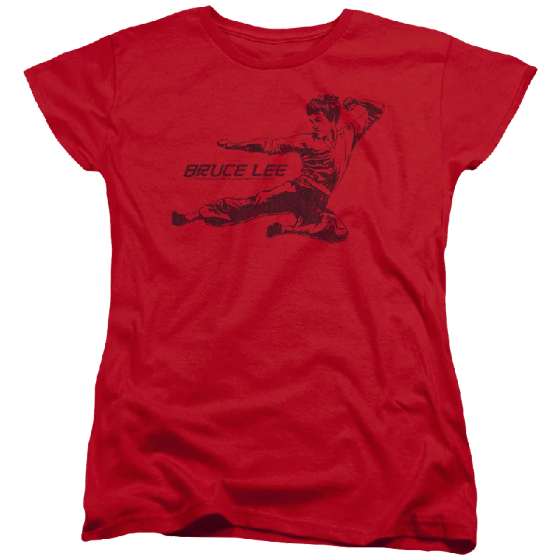 Bruce Lee Line Kick - Women's T-Shirt Ribbed Striped Patterned