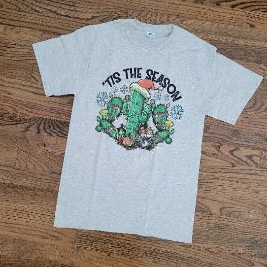 Cactus tis the season tee Mesh Canvas Denim