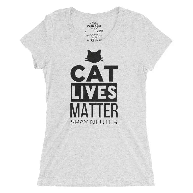 Cat Lives Matter Ngo Women's Tri-Blend Slim Fit T-Shirt Mesh Fabric Canvas Fabric Denim Fabric