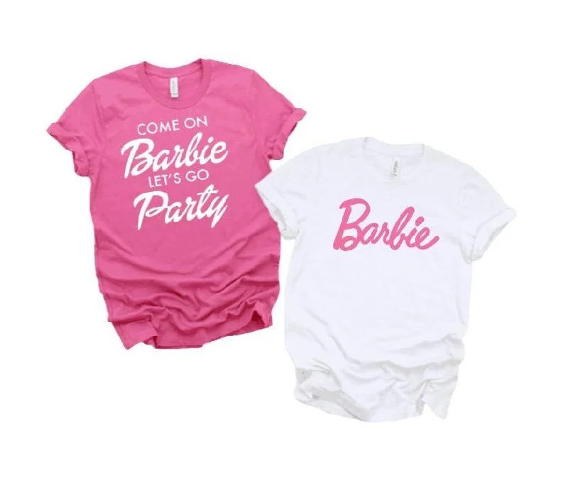 Come on Barbie Bachelorette Party Shirt Ribbed Striped Patterned