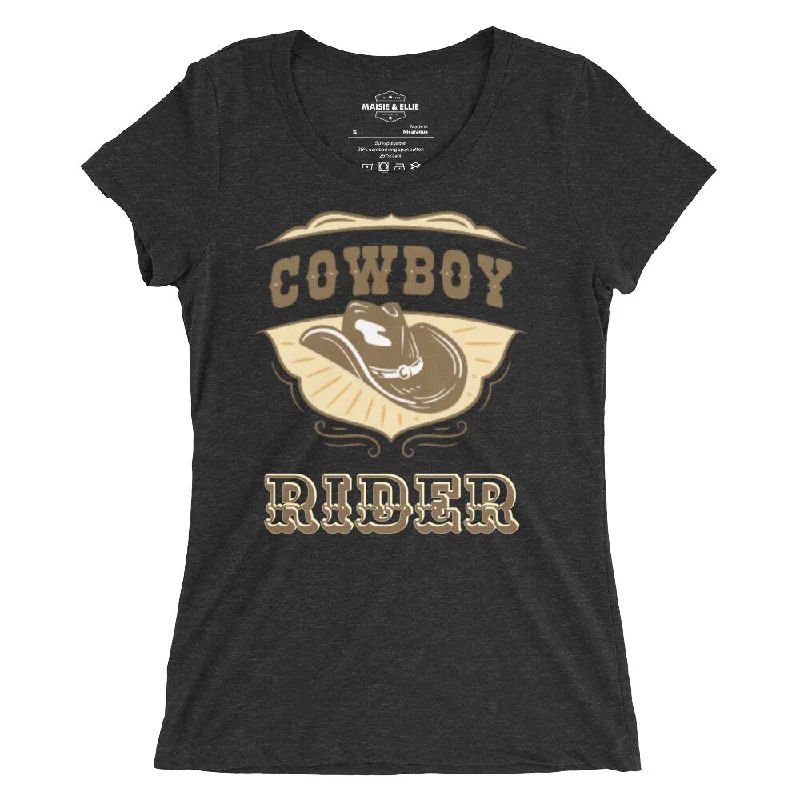 Cowboy Rider Women's Tri-Blend Slim Fit T-Shirt Satin Fabric Silk Fabric Chiffon Fabric