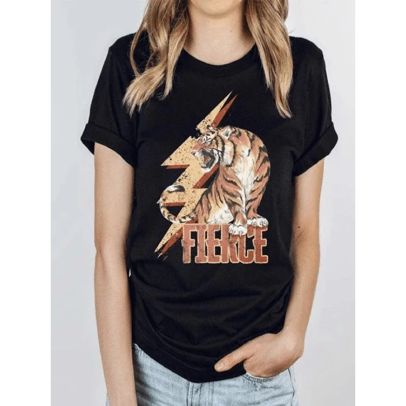 Fierce tiger graphics unisex t-shirt Hooded Caped Shawl Collar