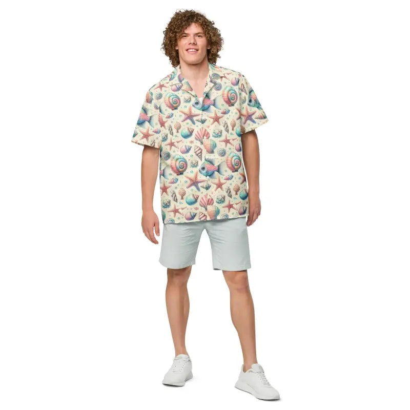 Catch the Wave in a Stylish Marine Unisex Button Shirt Fitted T-Shirt Seamless Stretchy