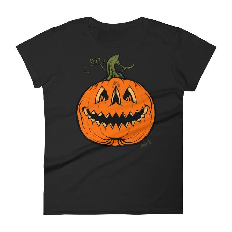 Grim Grinning Gourd Women's short sleeve t-shirt Sequined Glittery Shiny