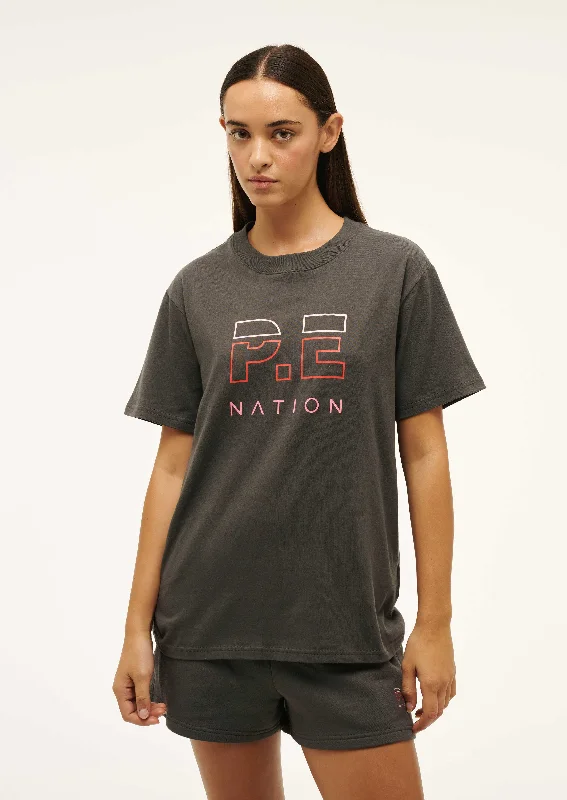 HEADS UP TEE IN GUNMETAL Zippered Front Buttoned Front Snap Front