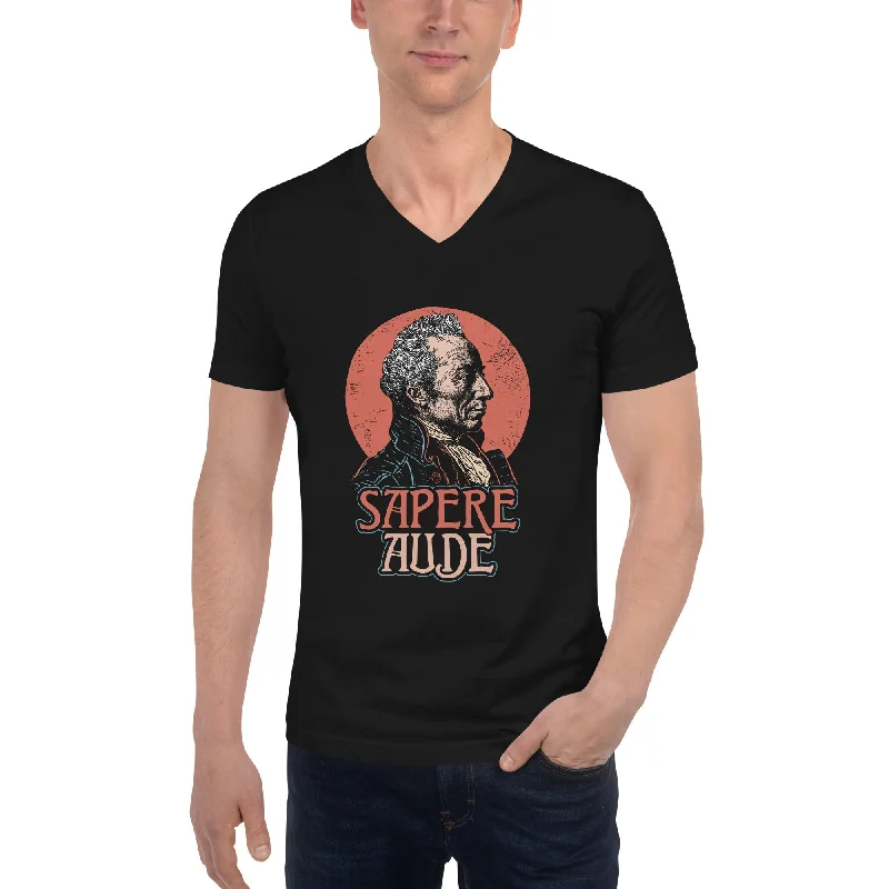 Immanuel Kant - Sapere Aude - Unisex V-Neck T-Shirt Fitted T-Shirt Seamless Stretchy