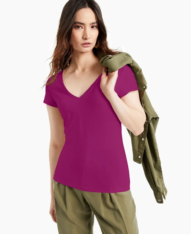 International Concepts Womens V Neck T-Shirt Fashionable Trendy Casual