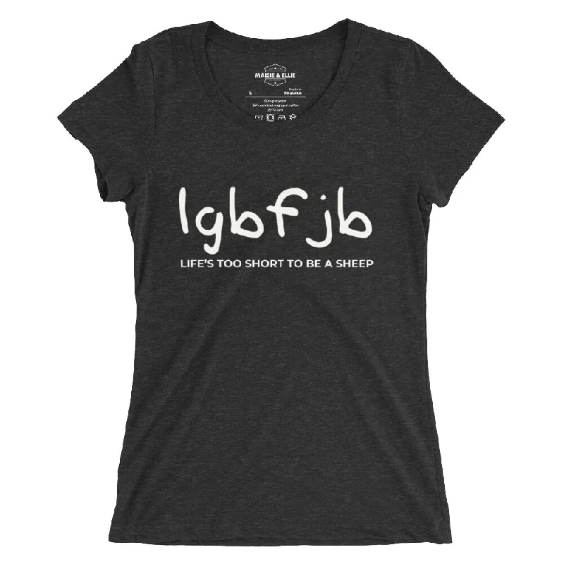 Let's Go B.... F*JB Blanco Women's Tri-Blend Slim Fit T-Shirt Print Jacquard Patchwork