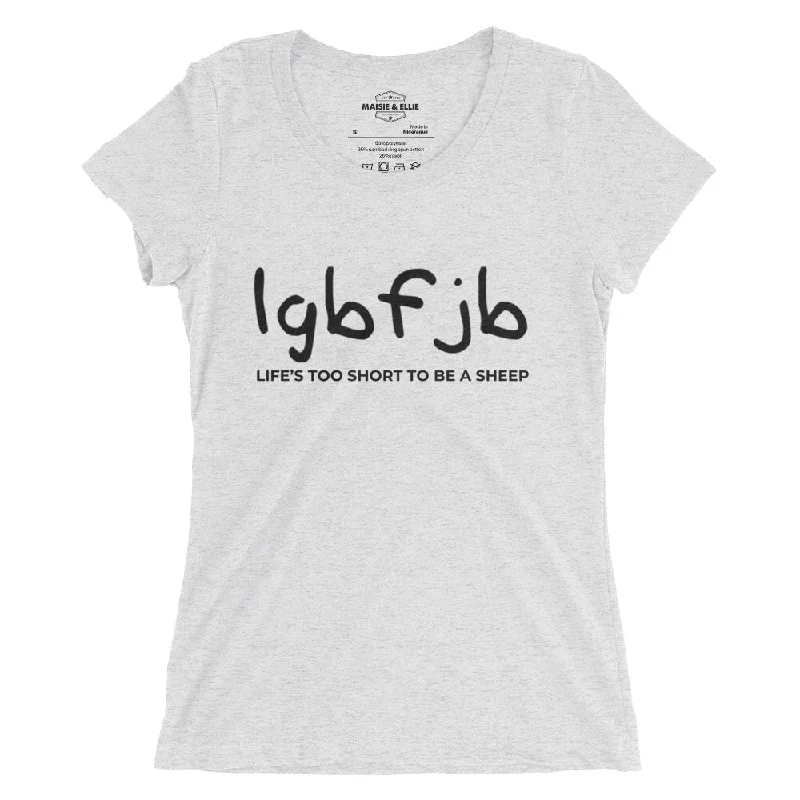 Let's Go B.... F*JB Kid Script Ngo Women's Tri-Blend Slim Fit T-Shirt Real Fur Shearling Chenille