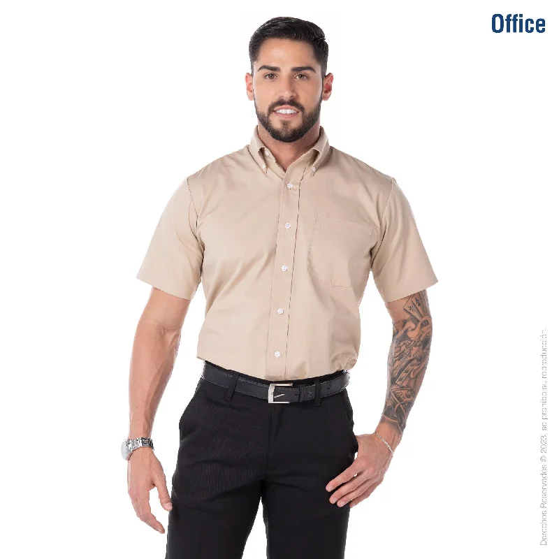 Adult Unisex Short Sleeve Twill Shirt (Beige) Denim Fabric Leather Fabric Suede Fabric Adult Unisex Short Sleeve Twill Shirt (Beige) Denim Fabric Leather Fabric Suede Fabric