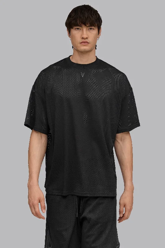 V_NET BASKETBALL T-SHIRT - Black Wool Fabric Cashmere Fabric Tweed Fabric