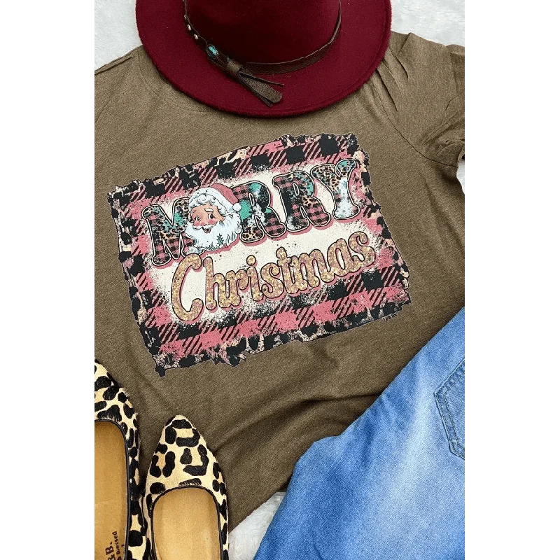 Merry Christmas T-shirt Asymmetrical Pockets Print