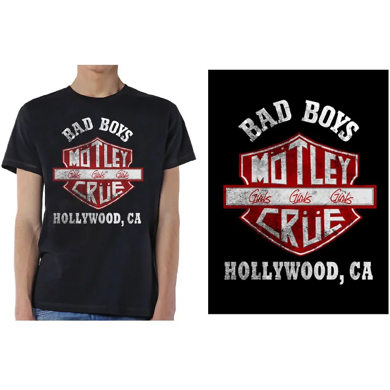 MOTLEY CRUE Attractive T-Shirt, Bad Boys Shield Cozy Warm Stylish