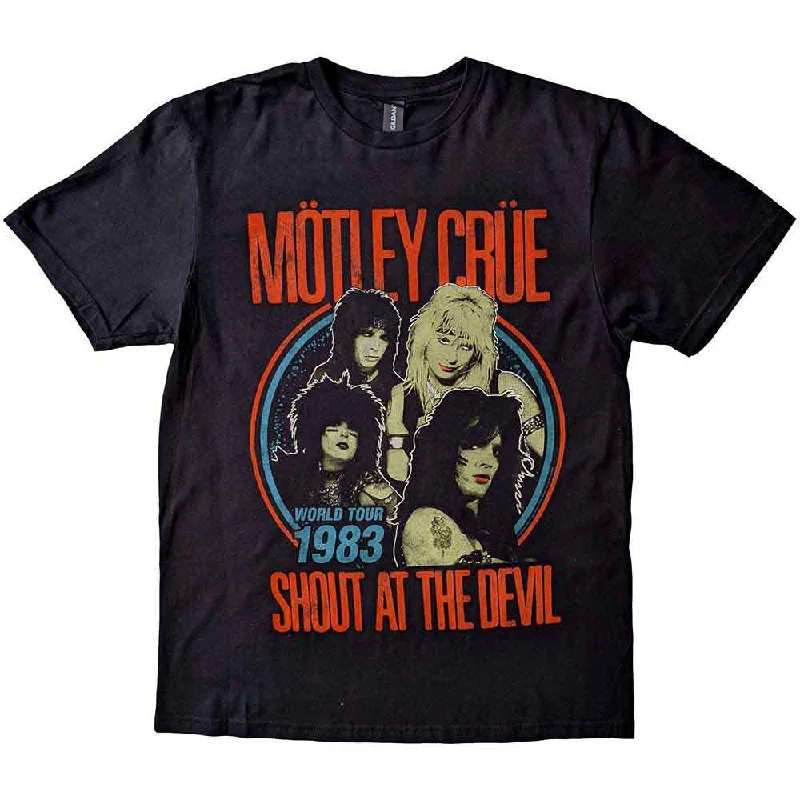 MOTLEY CRUE Attractive T-Shirt, Vintage World Tour Devil Mesh Blend Leather Blend Suede Blend