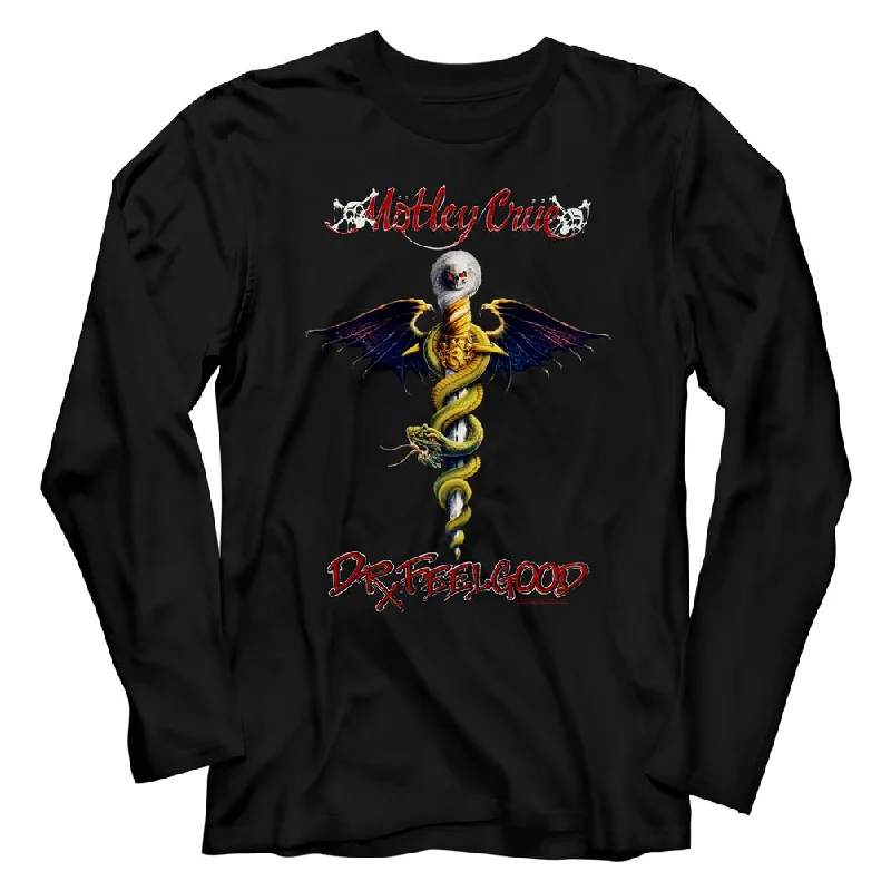 MOTLEY CRUE Eye-Catching Long Sleeve T-Shirt, Dr. FeelGood Wool Fabric Cashmere Fabric Tweed Fabric