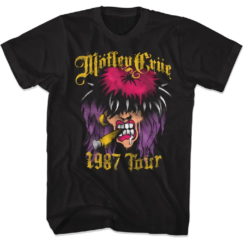 MOTLEY CRUE Eye-Catching T-Shirt, 1987 Tour Collared Crew Neck Turtle Neck