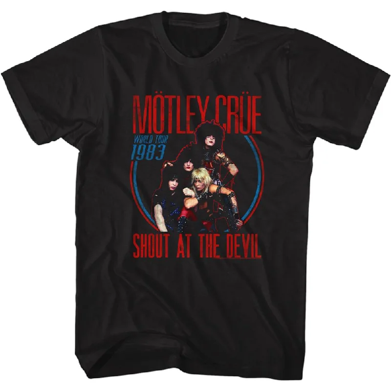 MOTLEY CRUE Eye-Catching T-Shirt, World Tour 1983 Hooded Caped Shawl Collar