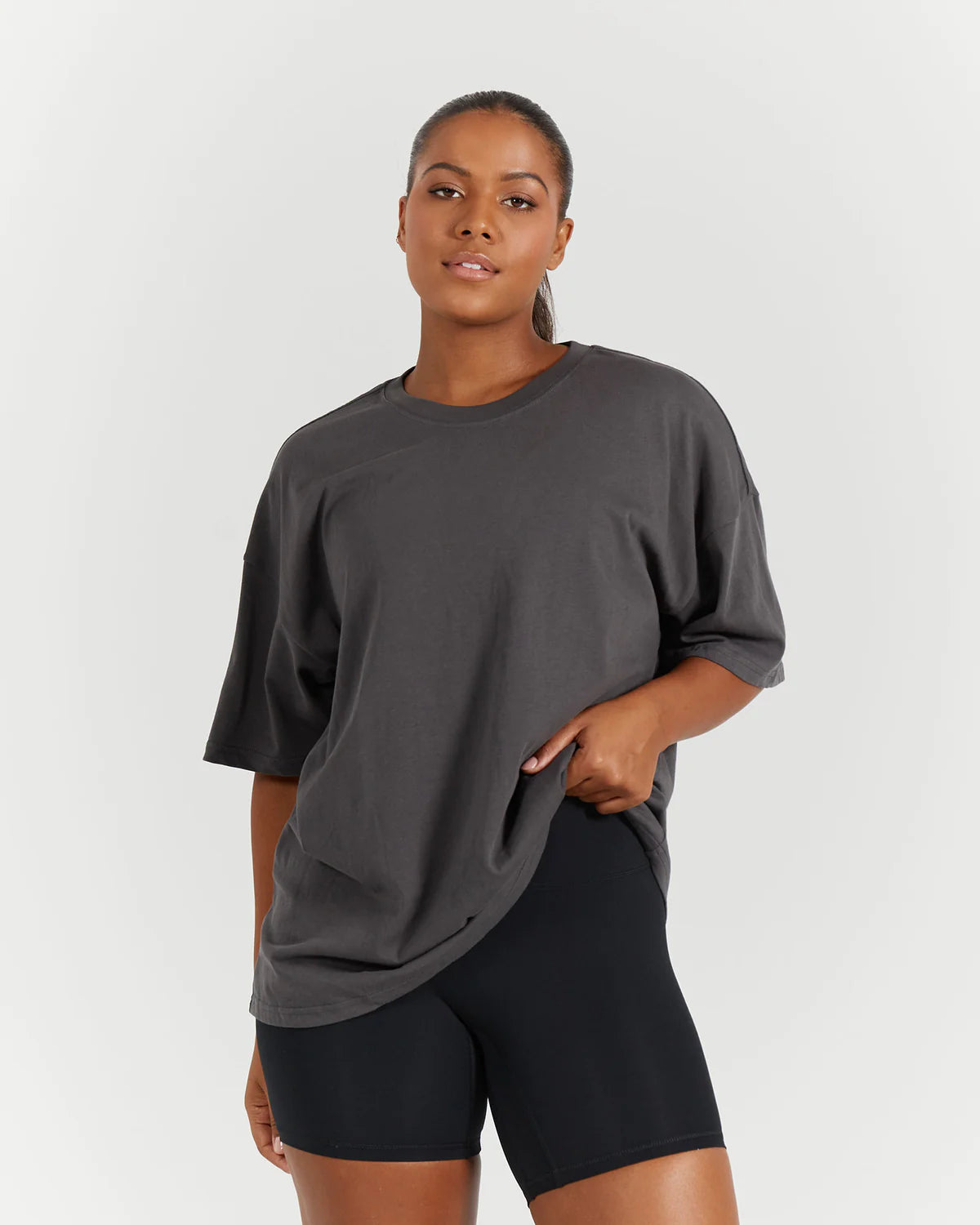 Muscle Republic | Oversized Tee - Charcoal Knit Fabric Woven Fabric Fleece Fabric