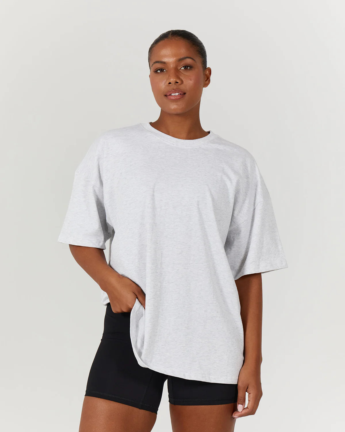 Muscle Republic | Oversized Tee - Snow Grey Houndstooth Herringbone Solid